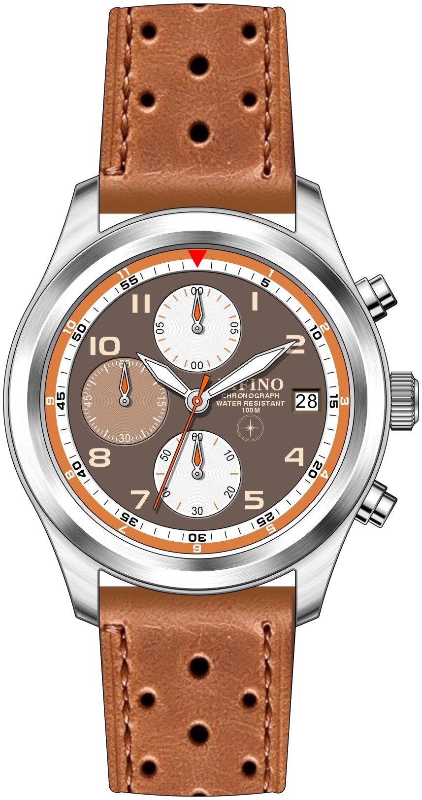 Cortina Chrono tan leather strap