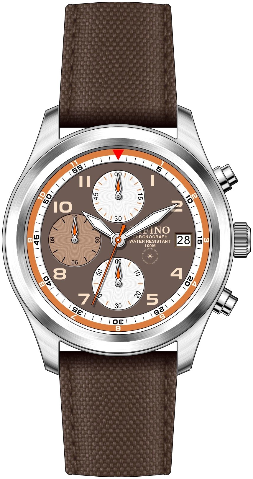 Cortina Chrono khaki leather strap