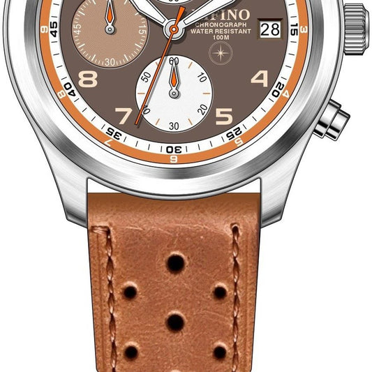 cortina chrono tan leather strap