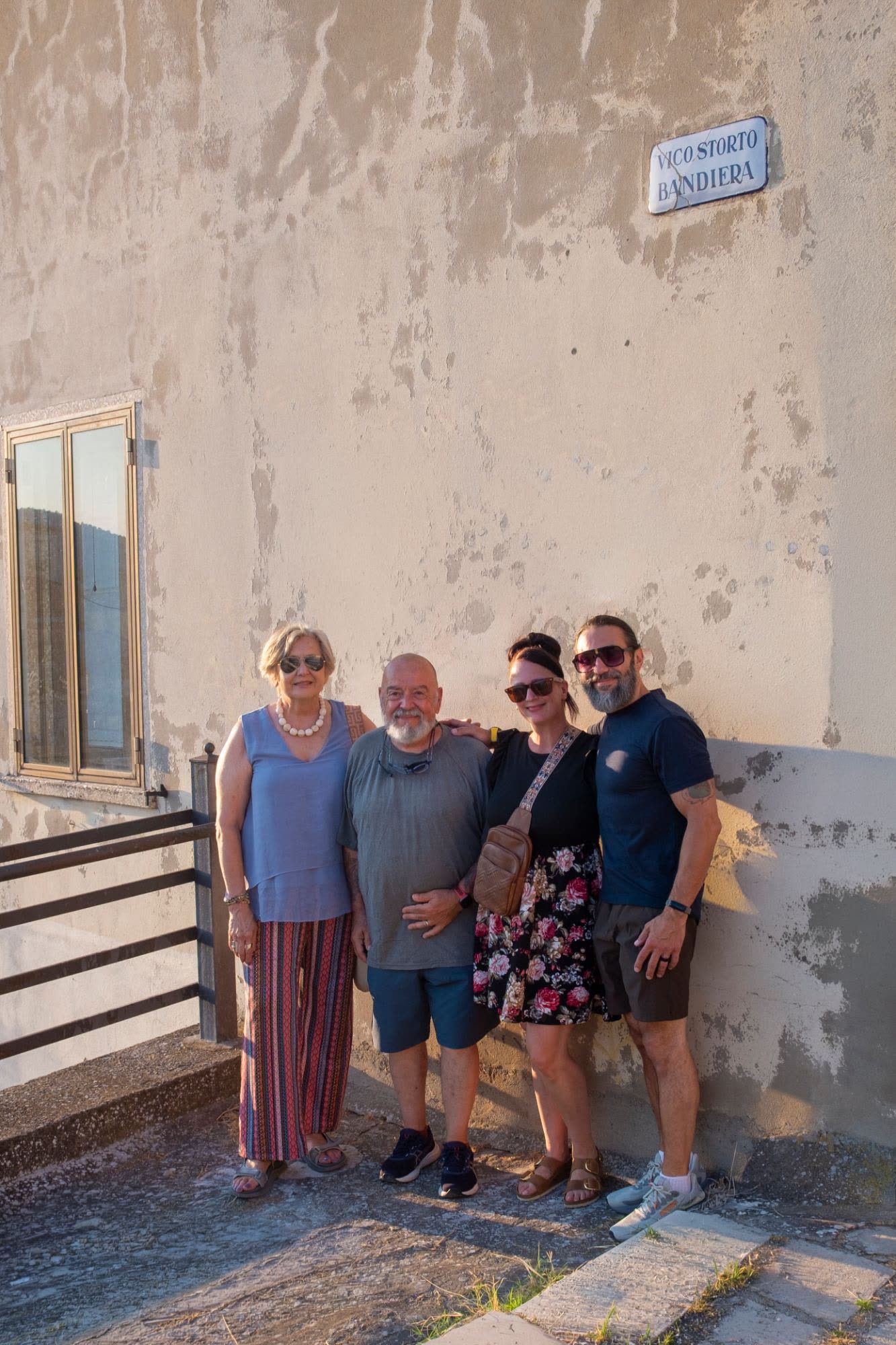 Francesca, Carl, Melissa, and Matt Rifino outside Carlo Rifino's house in Rionero